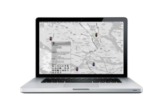 Laptop showing map tracking service