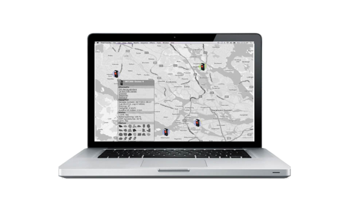 Laptop showing map tracking service